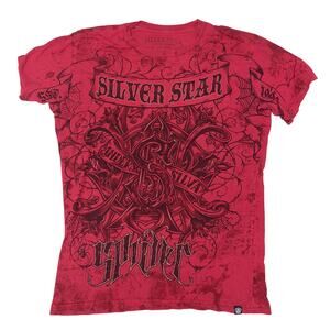 Silver Star Anderson Silva Tee Y2K Silver Star M Red Made USA Spider Walkout UFC